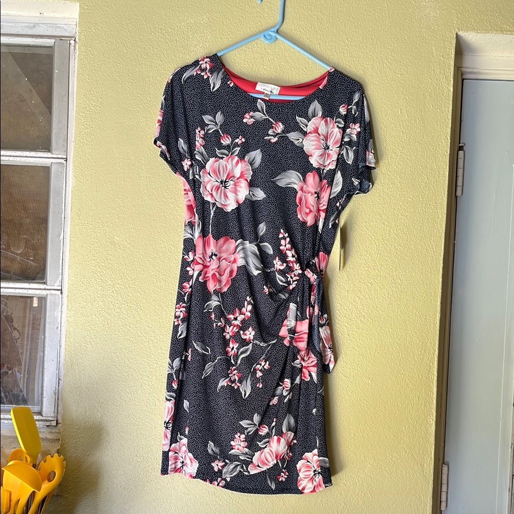 Signature by Robbie Bee Pink and Black Casual Midi Sundress